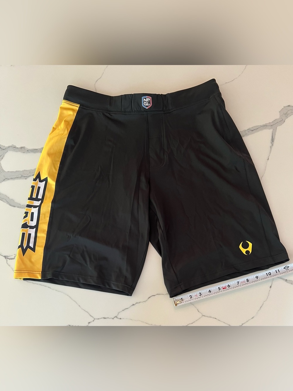 Hylete Black Shorts with Yellow Side Panel